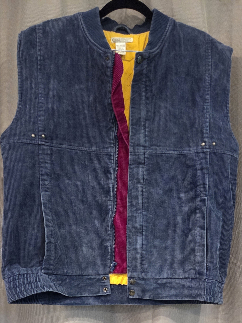 Head Sport Blue Corduroy Vest with Yellow Lining